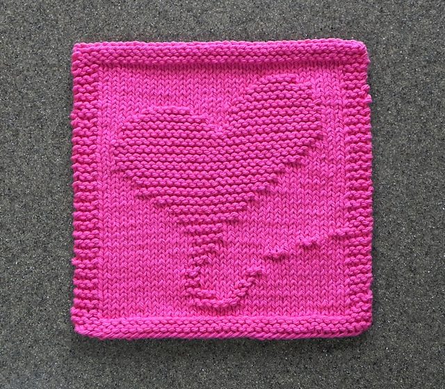 Modern Heart Knit Dishcloth