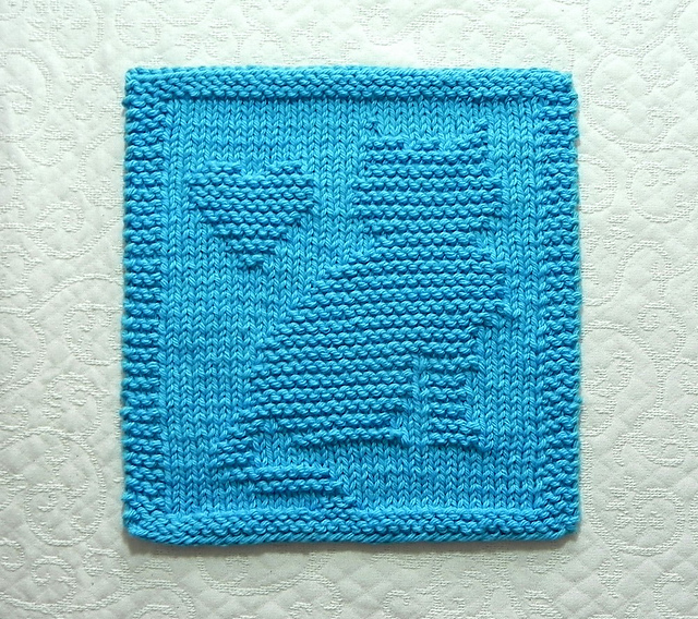 Cat Sitting Sideways Dishcloth