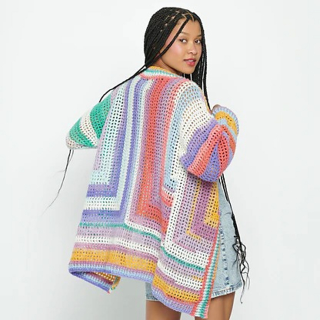 Mitered Mesh Cardigan
