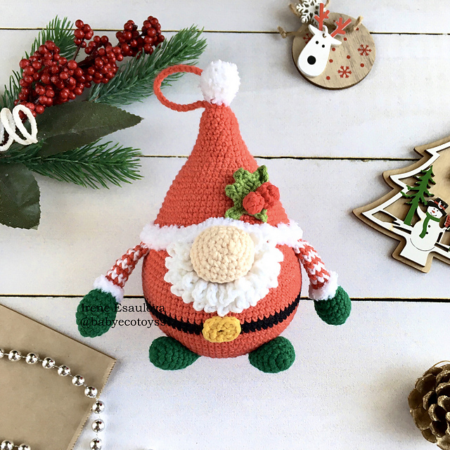Christmas Santa Gnome Ornament