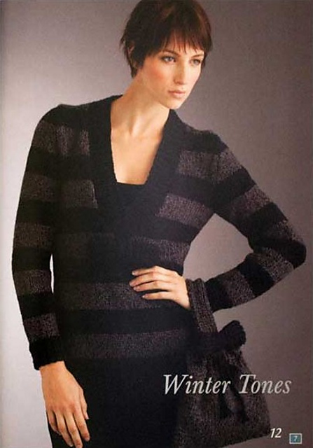 Block Stripe Deep Vee Sweater