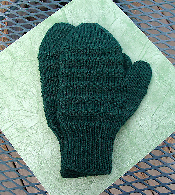 Seed Stitch Striped Mittens for Men