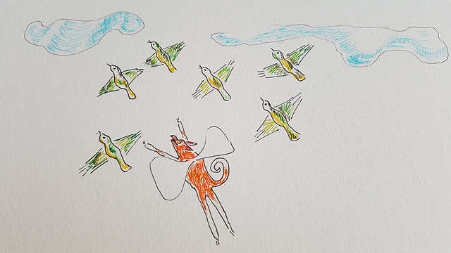 Wagtails & One Parakeet