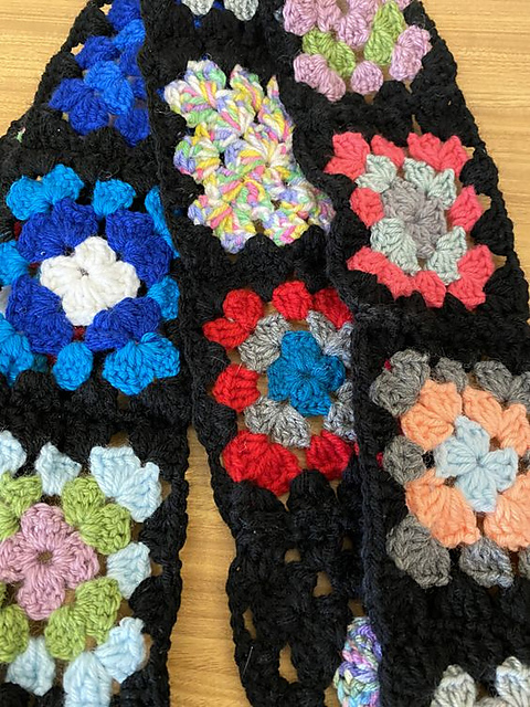 Colorful Granny Square Scarf