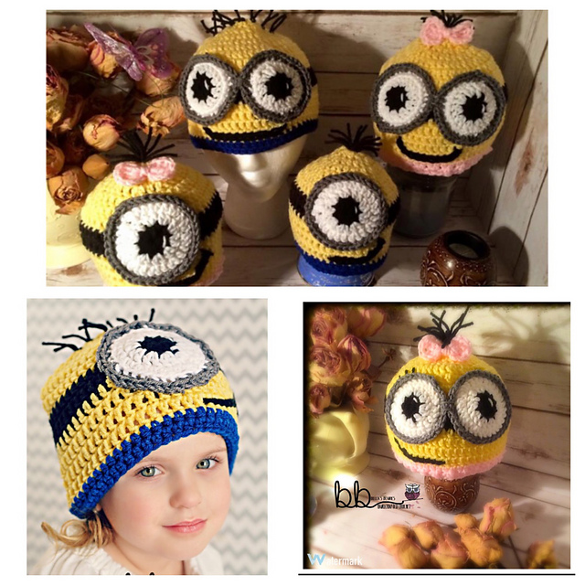 Minion Beanie - girl or boy with 1 or 2 eyes