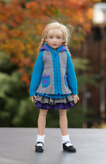 Heart Hoodie-CH for Helen Kish's 14" Chrysalis Dolls