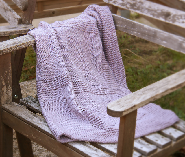 Heart & Bunny Knit & Purl Baby Blanket
