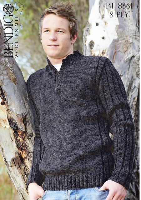 Ravelry: PT 8361 Men's Henley pattern by Bendigo Woollen Mills