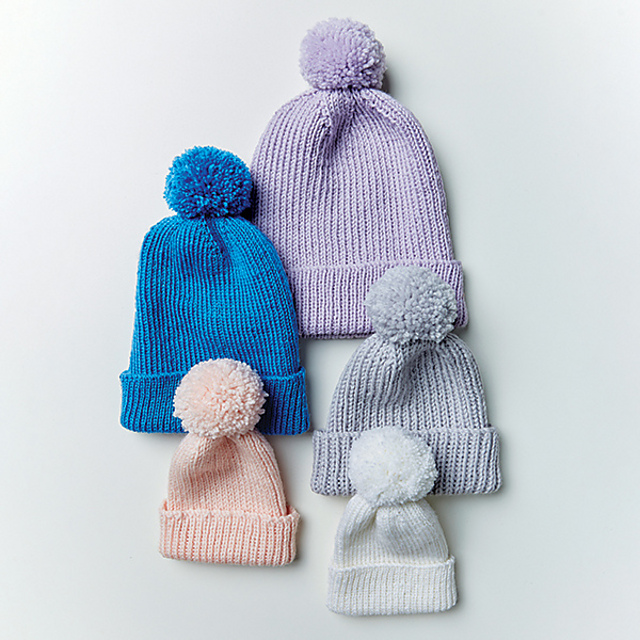 PT8572 - Ribbed Family Beanies In 4, 8 and 10 Ply