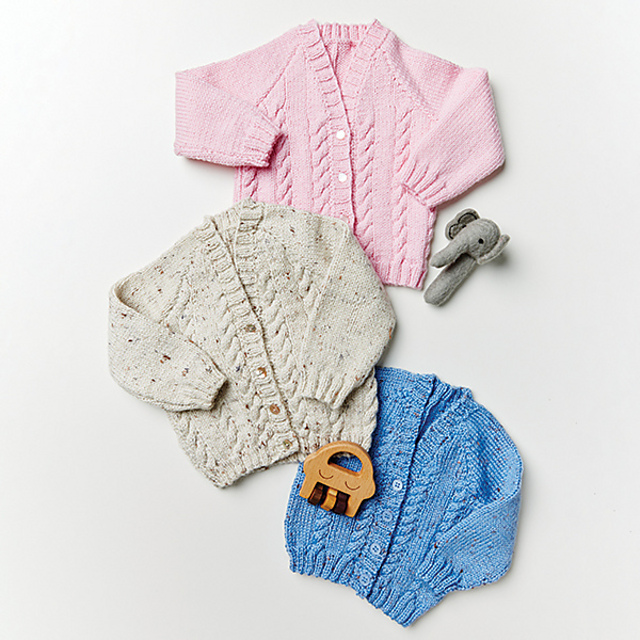 PT8584 - Babies Cabled V-Neck Cardigan