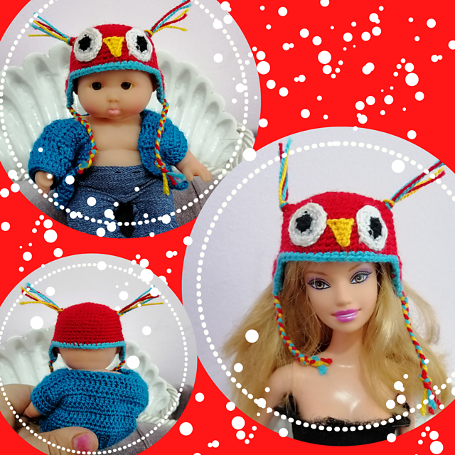 Small doll owl hat