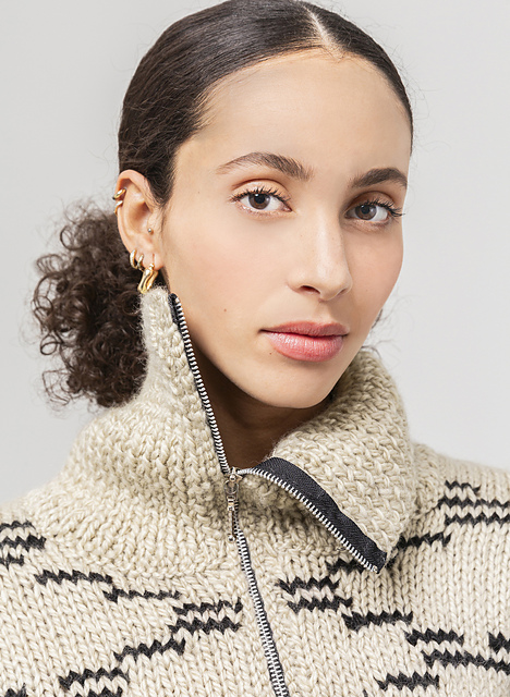 Pull jacquard col camionneur zippé - M6226