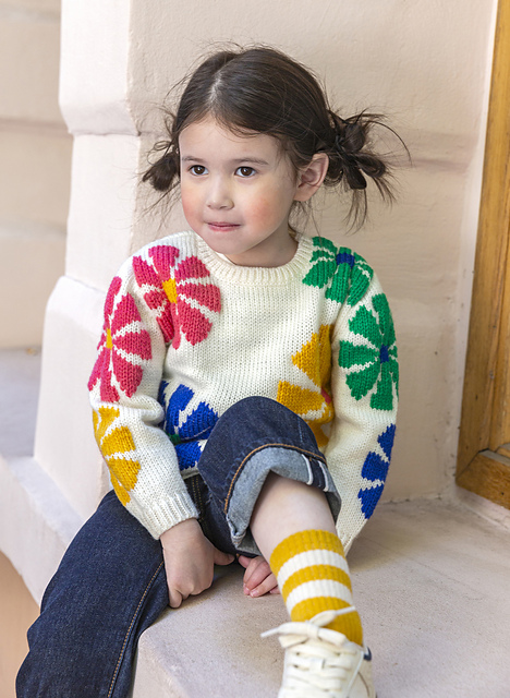 Pull jacquard fleurs colorées Bertille - M6318