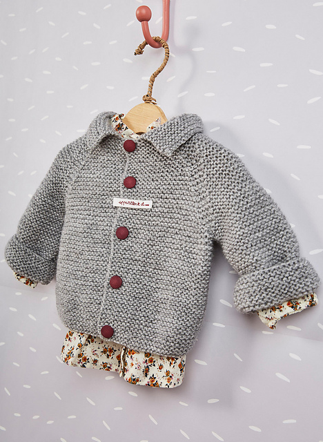 Gilet empiècement au point mousse - M1702
