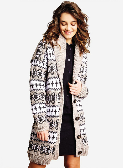 Veste jacquard col châle - M1433