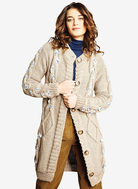 Longue veste à torsades customisées - M1436