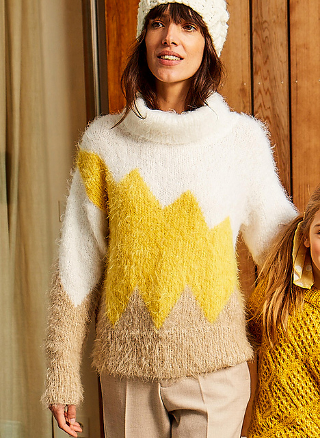 Pull jacquard col boule - M1490