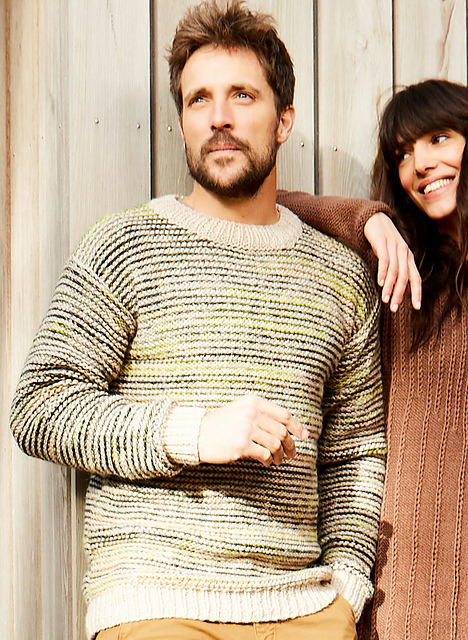 Pull rayé col rond - M1507