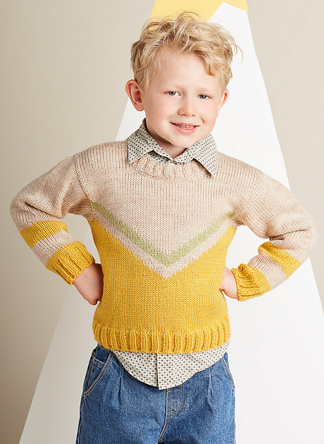 Pull jacquard V col rond - M1565