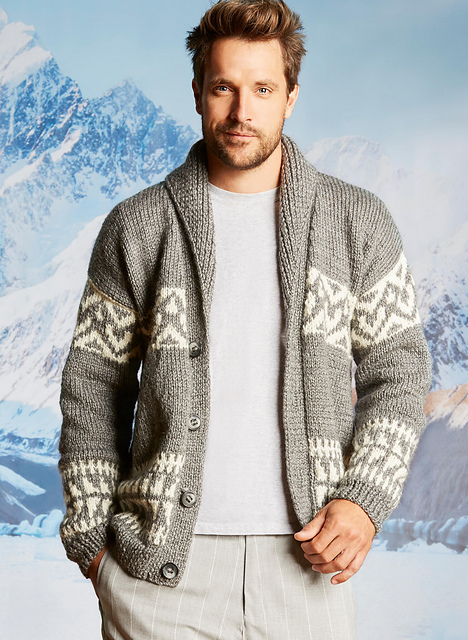 Veste jacquard tribal col châle - M1251