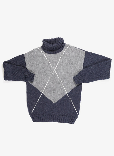 Pull col roulé jacquard losange - M1036