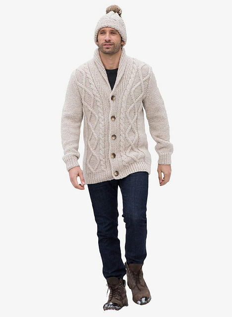 Veste à torsades col châle- M1061