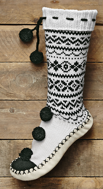 957 Chaussons jacquard pompons