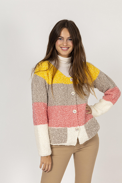 Gilet 4 couleurs au point mousse - M2573