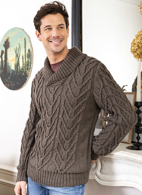 Pull homme à torsades col châle Isaac - M2679