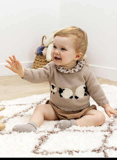 Pull Beige Bébé Jacquard Moutons Ingrid - M2682