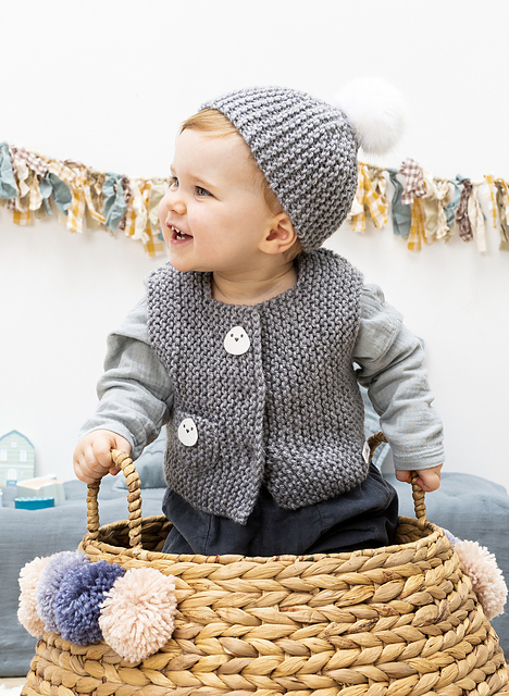 Gilet bébé sans manches au point mousse - M2701