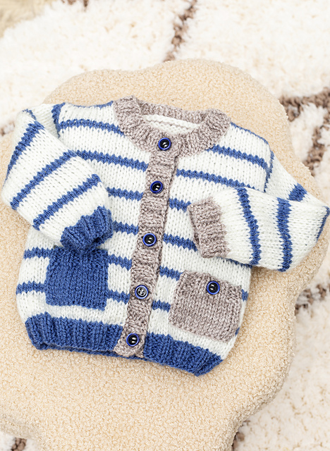 Gilet bébé rayé à poches Boris - M2703