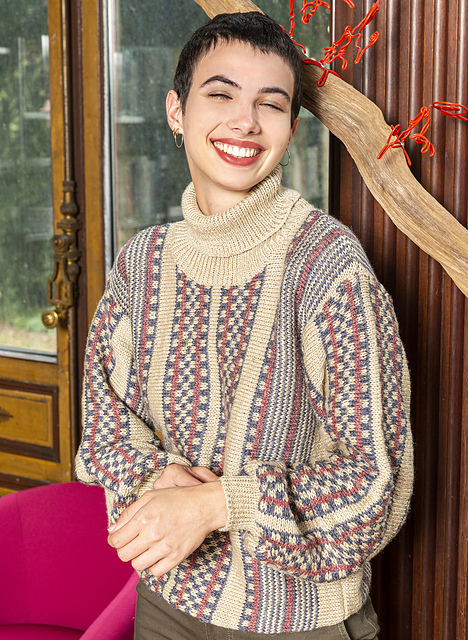 SOUS-PULL Pull tricoté chaud tricoté motif losange ethnique pull