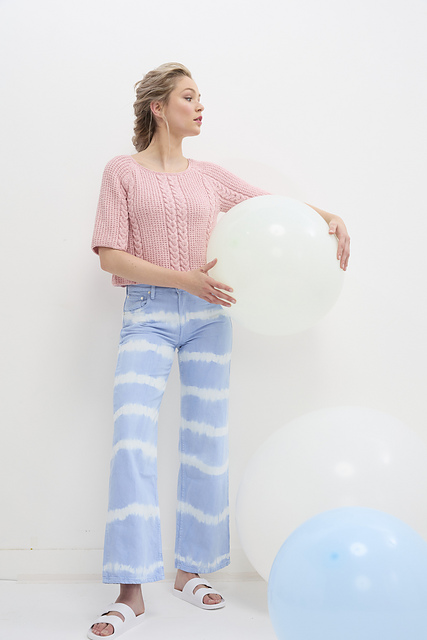 Pull raglan à torsades coton Eloïse - M2893
