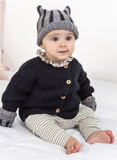 Ensemble moufles et bonnet rayés - M6114