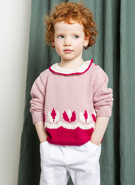 Pull jacquard col volant Colette - M6199
