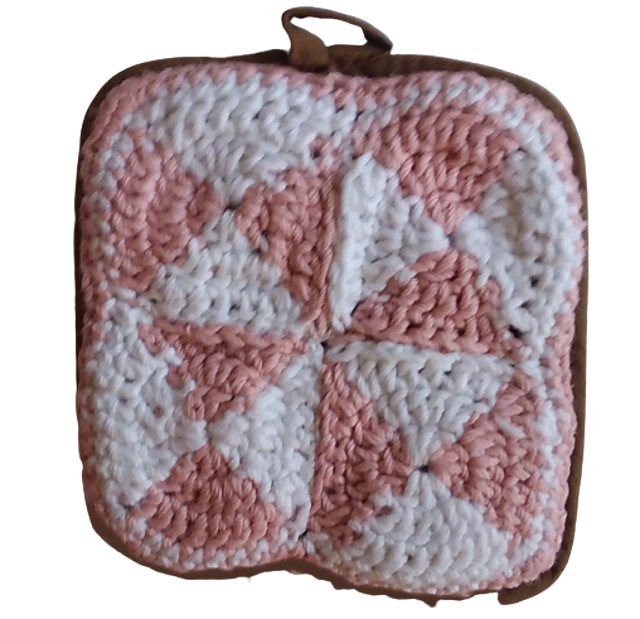 Potholder 03 Pink and White