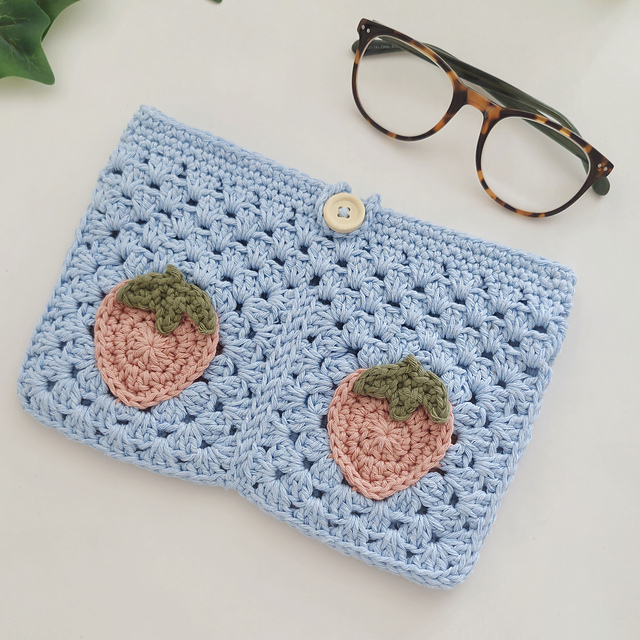 Strawberry Granny Square Book Sleeve