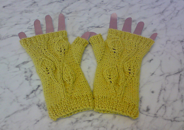 Wandering Leaves Fingerless Mittens