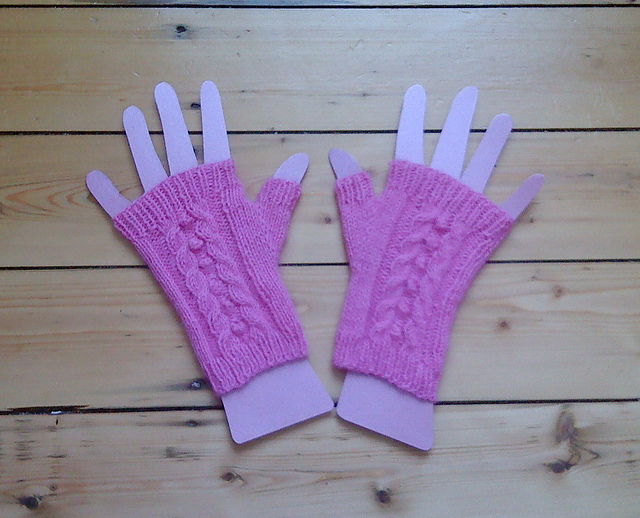 Cable and Bobble Fingerless Mittens