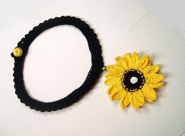 Beaded Sunflower Necklace