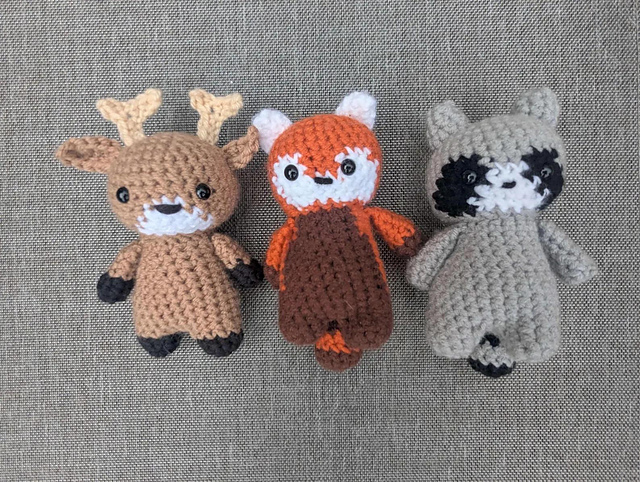 Red Panda, Deer, and Raccoon