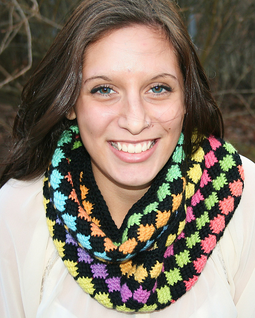 Tunisian Crochet Entralac "Stained Glass" Cowl