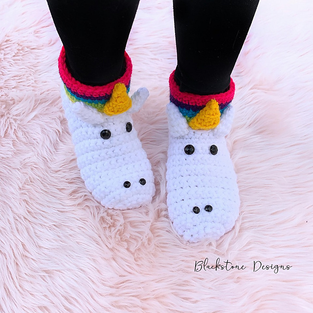 Ravelry: Unicorn Slippers - Child pattern by Sonya Blackstone