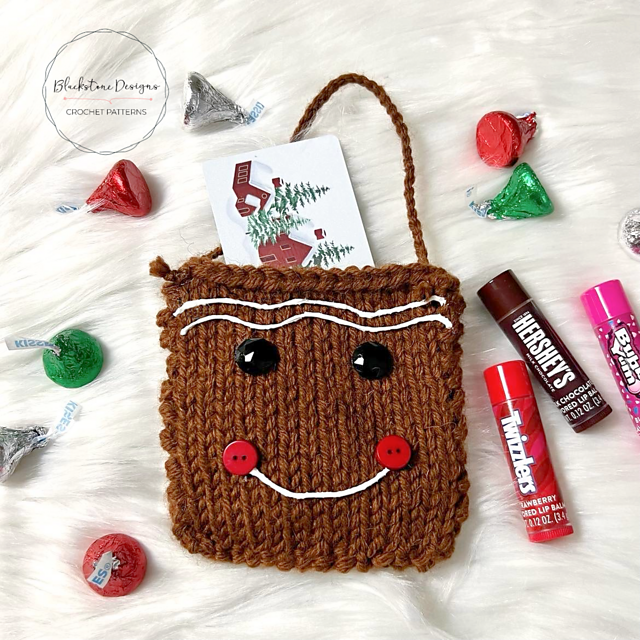 Knit Gingerbread Man Treat Bag