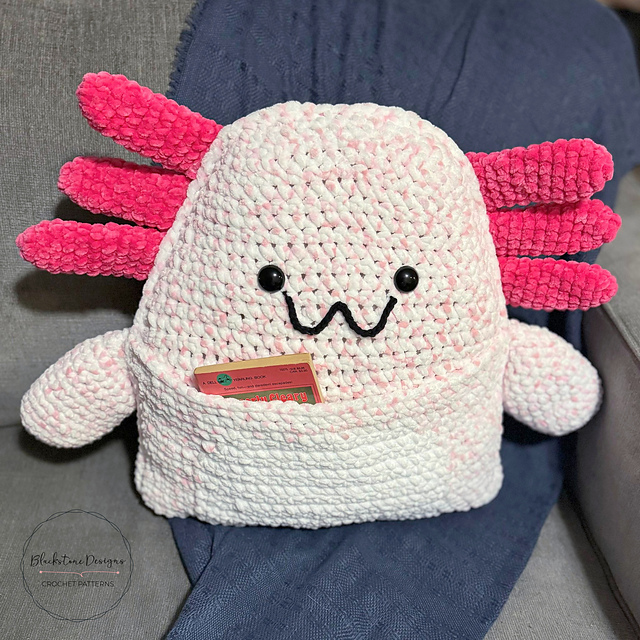 Axolotl Pillow with Book Pocket
