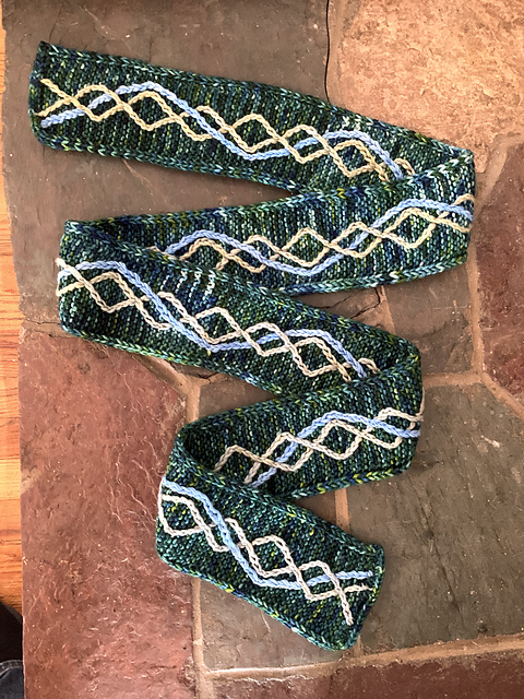 Reversible Intarsia Cable Scarf - Third