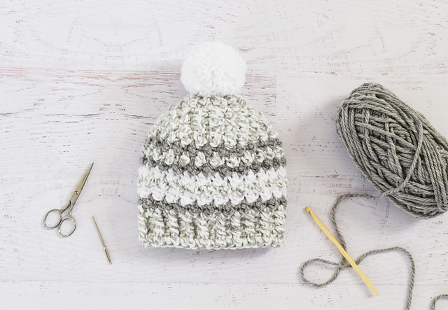 Stripe Pom Beanie