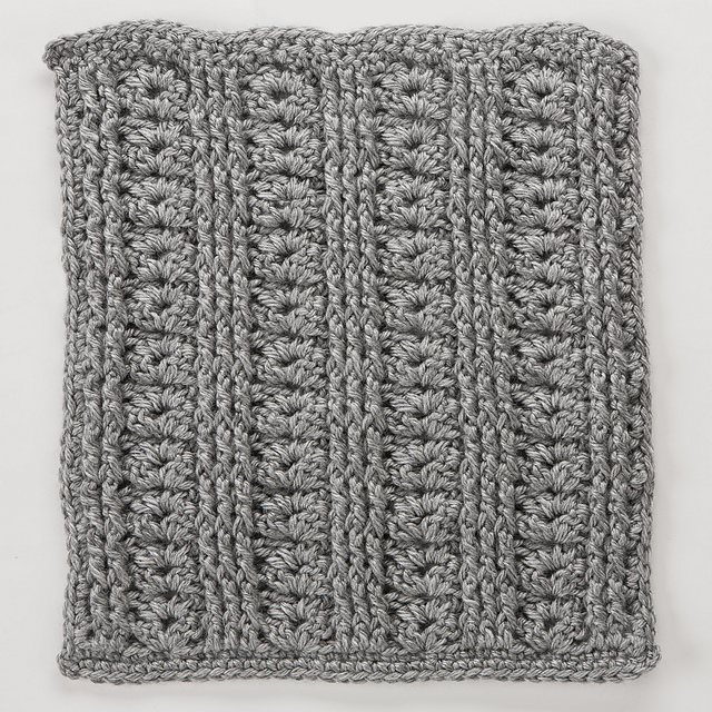 Shells with Front & Back Post Stitches Square