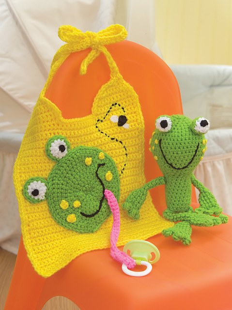 Fun Froggy Crochet Bib & Rattle